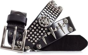 img 4 attached to Punk Leather Cross Skulls Black Men's Accessories