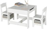 🎨 adorneve kids table and chair set with storage drawer - 3 in 1 activity table desk for drawing, reading, and art playroom (white & gray) logo