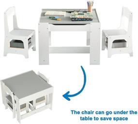 img 2 attached to 🎨 ADORNEVE Kids Table and Chair Set with Storage Drawer - 3 in 1 Activity Table Desk for Drawing, Reading, and Art Playroom (White & Gray)