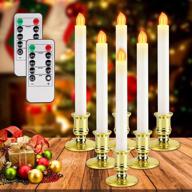 6pack battery powered christmas window candles with remote and timer, candlestick and 🕯️ clip suction cup, remote included - warm white, ideal for christmas home wedding decor логотип