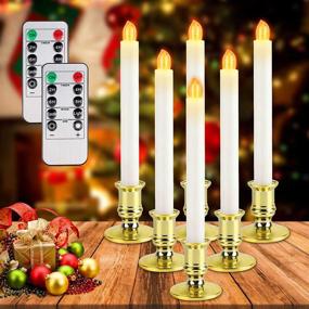 img 4 attached to 6PACK Battery Powered Christmas Window Candles with Remote and Timer, Candlestick and 🕯️ Clip Suction Cup, Remote Included - Warm White, Ideal for Christmas Home Wedding Decor