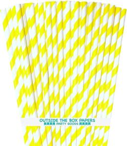 img 4 attached to Striped Paper Straws Yellow Outside Household Supplies