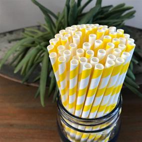 img 2 attached to Striped Paper Straws Yellow Outside Household Supplies