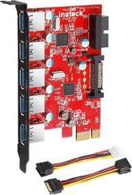 img 4 attached to 🔴 Inateck KT5001 PCI-E to USB 3.0 Карта: 5 Портов с Питательным Разъемом - Красная