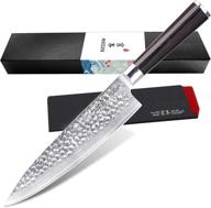 🔪 bekesin chef knife - 8" damascus vg10 japanese kitchen knife with sheath, 67-layers super stainless steel, hammered razor sharp sushi knife with ebony wood handle - elegant gift box included логотип