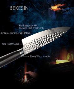 img 3 attached to 🔪 BEKESIN Chef Knife - 8" Damascus VG10 Japanese Kitchen Knife with Sheath, 67-Layers Super Stainless Steel, Hammered Razor Sharp Sushi Knife with Ebony Wood Handle - Elegant Gift Box Included