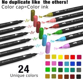 img 2 attached to 🖌️ Vibrant Dual Brush Pens Set for Adult Coloring Books - 24 Fine Tip Colored Markers for Art, Writing, and Sketching