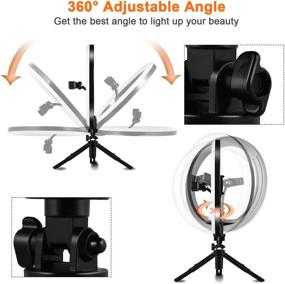 img 1 attached to 12-inch Desk Ring Light with Tripod Stand and Phone Holder: Professional LED Ring Light Kit for Live Streaming & YouTube Video with Dimmable Makeup Ringlight, 3 Light Modes and Wireless Bluetooth Remote