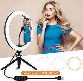 img 2 attached to 12-inch Desk Ring Light with Tripod Stand and Phone Holder: Professional LED Ring Light Kit for Live Streaming & YouTube Video with Dimmable Makeup Ringlight, 3 Light Modes and Wireless Bluetooth Remote