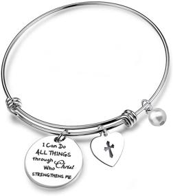 img 1 attached to Philippians 4:13 Bracelet - Strength Bible Verse Expandable Wire Bangle - Christian Jewelry for Women - Religious Inspirational Gift