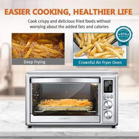 img 2 attached to 🍗 CROWNFUL Air Fryer Toaster Oven: 32 Quart Convection Roaster with Rotisserie, Dehydrator, Accessories, and Recipe Included - Stainless Steel