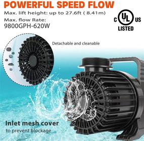 img 3 attached to 💧 WaterRebirth - High Flow Submersible Water Pump (9800GPH-620W) for Ponds, Fountains, and Aquariums - UL Listed, PS-9800