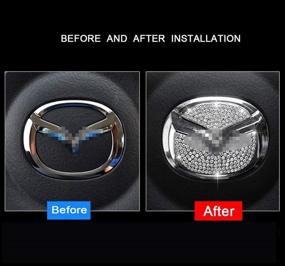 img 2 attached to Bling Diamond Crystal Sticker Steering Wheel Logo Sign Caps Decorative for 2015-2020 Mazda, DIY Steering Wheel Emblem Trim Covers