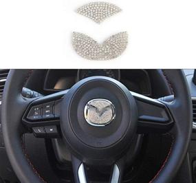 img 4 attached to Bling Diamond Crystal Sticker Steering Wheel Logo Sign Caps Decorative for 2015-2020 Mazda, DIY Steering Wheel Emblem Trim Covers