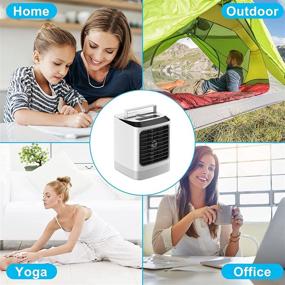 img 1 attached to Beswarmy Portable Air Cooler, Mini Personal Air Conditioner Fan with 3 Cooling Speeds and 7 Colors Night Light, Desktop Cooling Fan for Home Bedroom Office - Evaporative Air Cooler