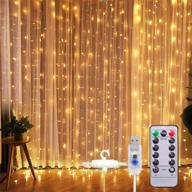 🌟 sunnest curtain string light 300 led, 8 lighting modes fairy lights, remote control usb powered waterproof lights for christmas bedroom party wedding home garden wall decorations, warm white логотип