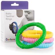 bonbino teether rings - 4 pack silicone sensory teethers - soothing gum pain relief for babies! (multicolor) logo