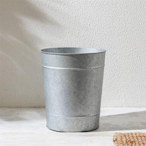 img 2 attached to 🗑️ Vintage Farmhouse Round Metal Wastebasket with Rustic Galvanized Steel Finish - Stylish Home/Bathroom Decorative Trash Can/Container/Bucket