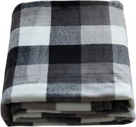 🧥 sochow buffalo plaid flannel fleece throw blanket 50 × 60 inches: cozy black/white checkered blanket for all-season comfort on bed, couch, car logo