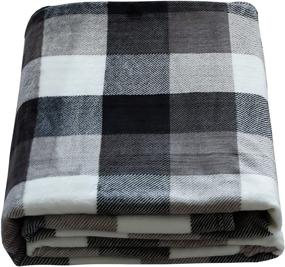 img 4 attached to 🧥 SOCHOW Buffalo Plaid Flannel Fleece Throw Blanket 50 × 60 Inches: Cozy Black/White Checkered Blanket for All-Season Comfort on Bed, Couch, Car