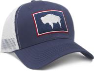 🧢 wyoming state flag trucker baseball snapback hat: show texas pride in navy blue! logo