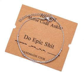 img 4 attached to 👣 Stylish Morse Code Adjustable Anklets for Women: Silver Beach Jewelry Gifts for Her
