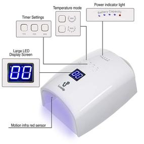 img 3 attached to 💅 LuxeUp 65W Rechargeable Cordless UV Nail Lamp: Wireless Professional LED Gel Polish Nail Light Dryer with Motion Detector Technology