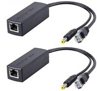 active poe splitter adapter - 48v to 12v - ieee 802.3af compliant - 10/100mbps 🔌 - up to 100 meters range - for surveillance cameras, wireless access points, voip phones - 2-pack logo
