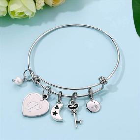 img 3 attached to 🎁 M MOOHAM Initial Charm Bracelets: Personalized Stainless Steel Bangle for Women - Perfect Birthday or Christmas Jewelry Gift for Women and Teen Girls