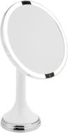 💡 mdesign large 8" round led lighted makeup bathroom vanity mirror with motion sensor, 3x magnification, hands-free, rechargeable - white/chrome, cordless logo