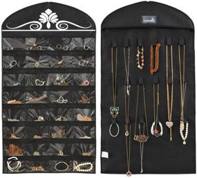 img 4 attached to 💍 Efficiently Organize Your Jewelry with Misslo Hanging Non-Woven Organizer – 32 Pockets, 18 Hook and Loops, Black