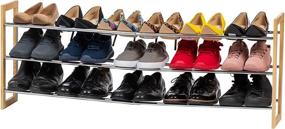 img 4 attached to 👠 IRIS USA 3-Tier Extendable Pine Wood and Metal Shoe Rack: Efficient and Stylish Storage Solution, Natural