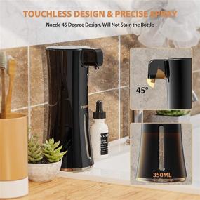 img 1 attached to 🖤 FESMEY Premium Automatic Foam Soap Dispenser - Black, 350ml/12oz, Waterproof Sensor Dispenser, Battery Operated