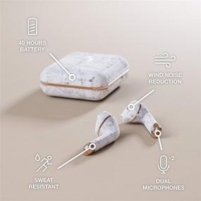 img 2 attached to 🎧 High-End Earbuds - Happy Plugs Air 1 Plus: True Wireless Bluetooth Headphones with Charging Case, Microphones, and Extended 40-Hour Playtime - iOS/Android/Zoom/Pc/Mac Compatible (White Marble)