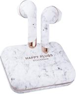 🎧 проводные наушники премиум-класса - happy plugs air 1 plus: полностью беспроводные bluetooth-наушники с чехлом для зарядки, микрофонами и длительным время воспроизведения в 40 часов - совместимы с ios/android/zoom/pc/mac (белый мрамор) логотип