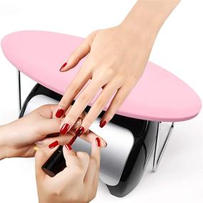 img 4 attached to 💅 Pink Nail Technician Hand Pillow: Microfiber Leather Arm Rest Cushion for Manicure Stand Use