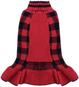 img 3 attached to KYEESE Christmas Dog Sweater Dress with Leash Hole, Checkered Turtleneck Dog Sweaters, and Bowtie – Enhance Your Dog's Apparel with Style