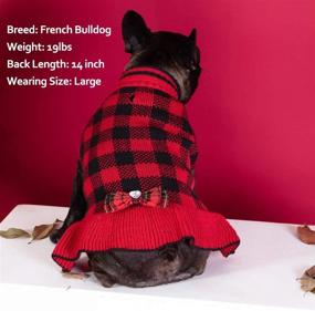 img 2 attached to KYEESE Christmas Dog Sweater Dress with Leash Hole, Checkered Turtleneck Dog Sweaters, and Bowtie – Enhance Your Dog's Apparel with Style