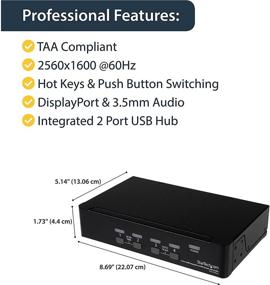 img 1 attached to 🖥️ StarTech.com 4 Port DisplayPort KVM Switch w/ Audio - USB - Keyboard, Video, Mouse, Computer Switch Box for 2560x1600 DP Monitor (SV431DPUA) - Black