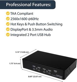 img 3 attached to 🖥️ StarTech.com 4 Port DisplayPort KVM Switch w/ Audio - USB - Keyboard, Video, Mouse, Computer Switch Box for 2560x1600 DP Monitor (SV431DPUA) - Black