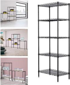 img 3 attached to 📦 MACRO GLOBE 5-Tier Changeable Assembly Carbon Steel Standing Shelf Units – Heavy Duty Shelving Unit with 350 lbs Loading Capacity – Wire Shelving Unit for Home and Kitchen – Size: 21.25" x 11.42" x 59.06" (Black)