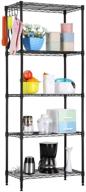 📦 macro globe 5-tier changeable assembly carbon steel standing shelf units – heavy duty shelving unit with 350 lbs loading capacity – wire shelving unit for home and kitchen – size: 21.25" x 11.42" x 59.06" (black) logo