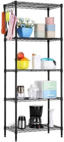 img 4 attached to 📦 MACRO GLOBE 5-Tier Changeable Assembly Carbon Steel Standing Shelf Units – Heavy Duty Shelving Unit with 350 lbs Loading Capacity – Wire Shelving Unit for Home and Kitchen – Size: 21.25" x 11.42" x 59.06" (Black)