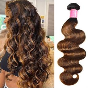 img 4 attached to 🍯 Honey Blonde Balayage Body Wave Bundles - Julia Highlight Ombre 100% Remy Human Hair - 24 Inch Length