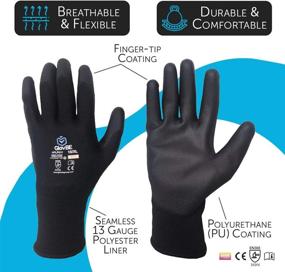 img 3 attached to GlovBE Polyester Gloves with Polyurethane Coating