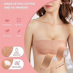 img 3 attached to 👙 Boob Tape - 2 Pack Breast Lift Tape with Silicone Breast Petals and Reusable Adhesive Bra - Suitable for A-G Cup Sizes - Invisible Nipple Covers Set - Nude Color