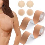 👙 boob tape - 2 pack breast lift tape with silicone breast petals and reusable adhesive bra - suitable for a-g cup sizes - invisible nipple covers set - nude color логотип