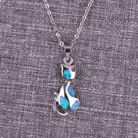 img 1 attached to KELITCH 925 Sterling Silver Pendant Necklace Synthetic Opal