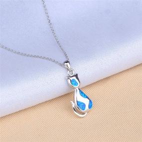 img 3 attached to KELITCH 925 Sterling Silver Pendant Necklace Synthetic Opal