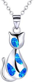 img 4 attached to KELITCH 925 Sterling Silver Pendant Necklace Synthetic Opal